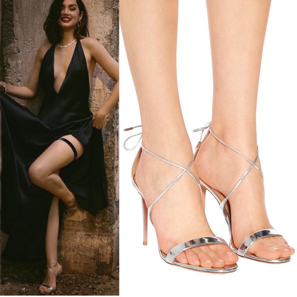 Aquazzura Silver Strappy Heels